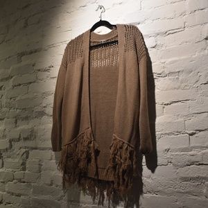 Mauve/Blush Fringe Open Cardigan